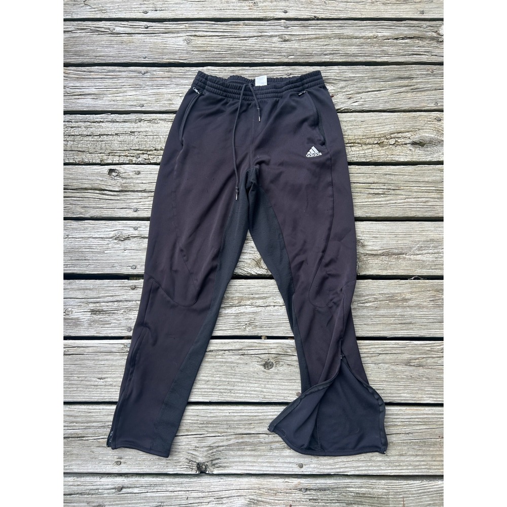 Vintage 2005 Adidas Track Pants Men's Black Y2K Zip Ankle Training Joggers